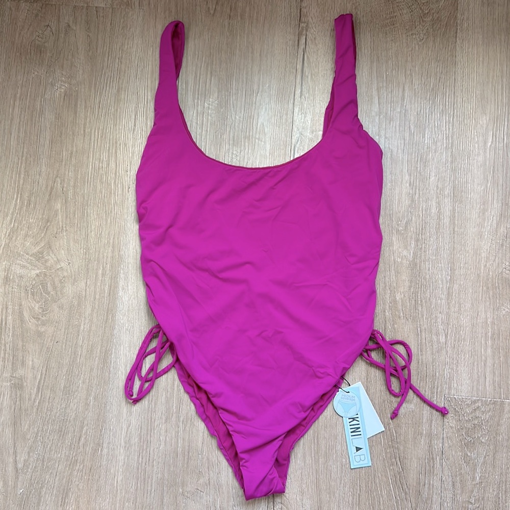 NWT The Bikini Lab Women’s Fuchsia Side Lace One Piece Size Extra Large